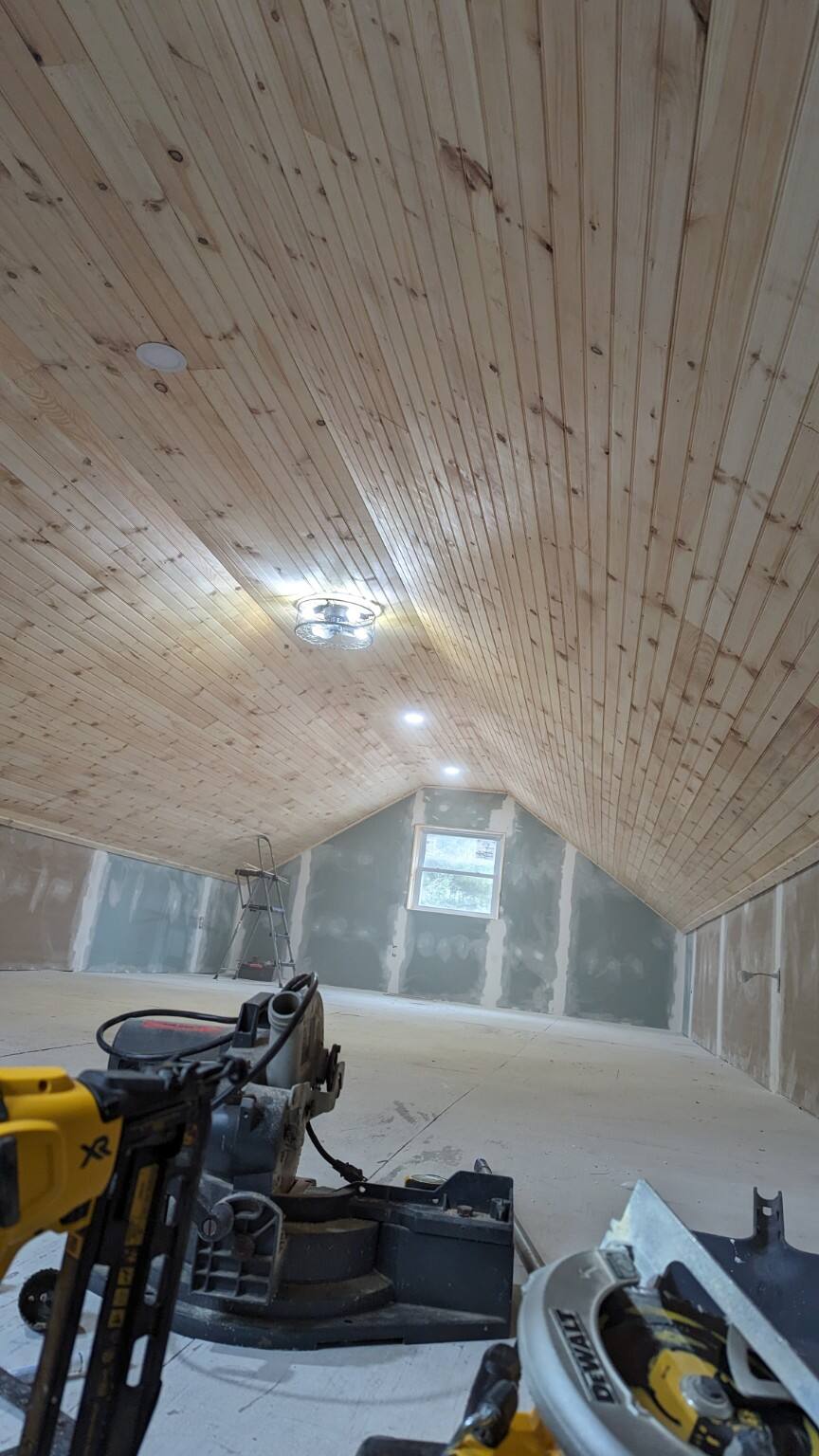 Loft after tongue and groove ceiling improvement