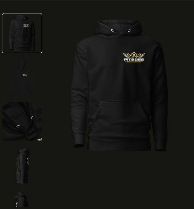 Black Pitboss Property Services logo hoodie